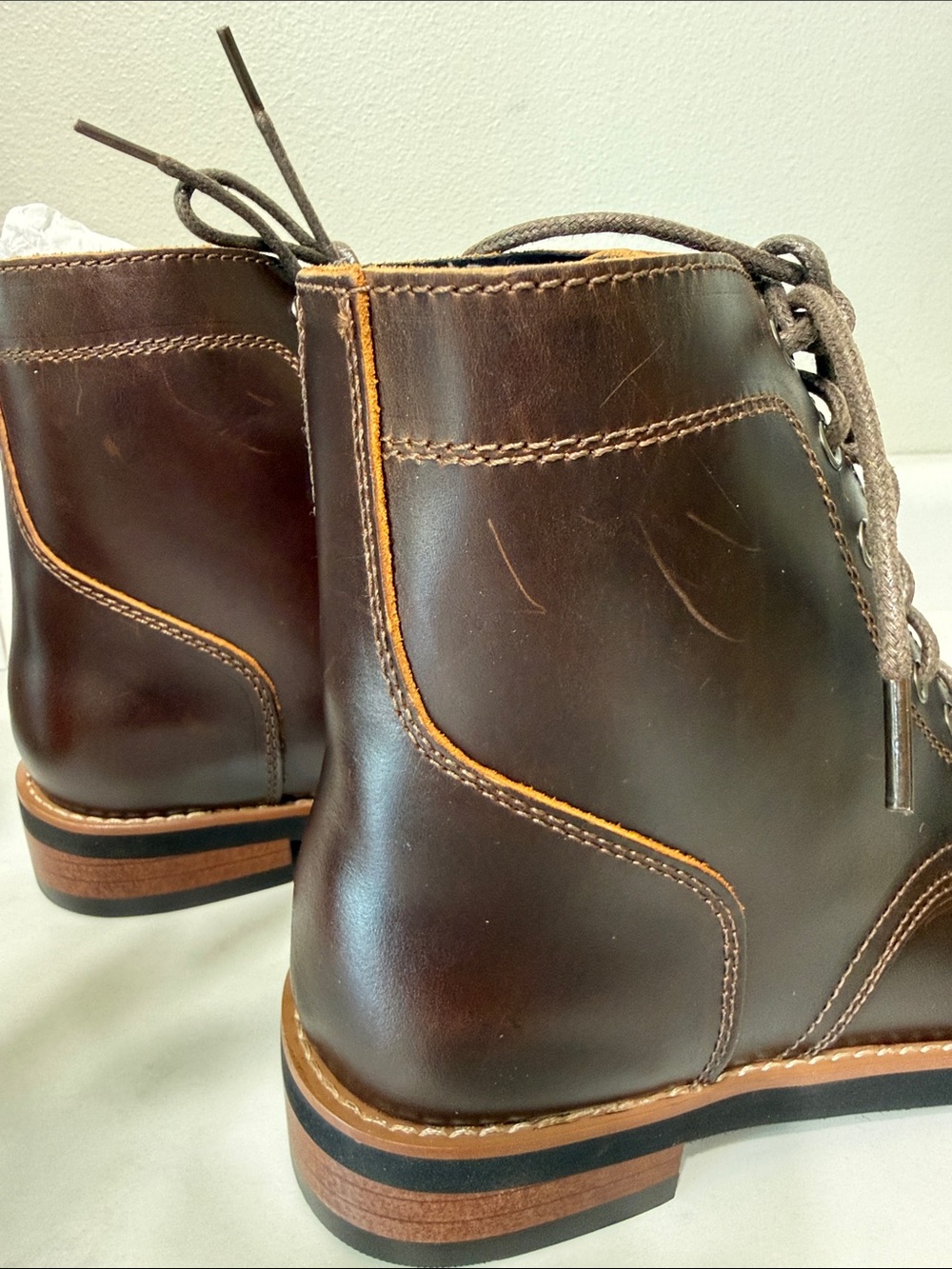 Distressed Leather Cap-Toe Lace-Up Boots - Picture 4 of 4